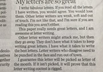 Letter To The Editor Of The Day